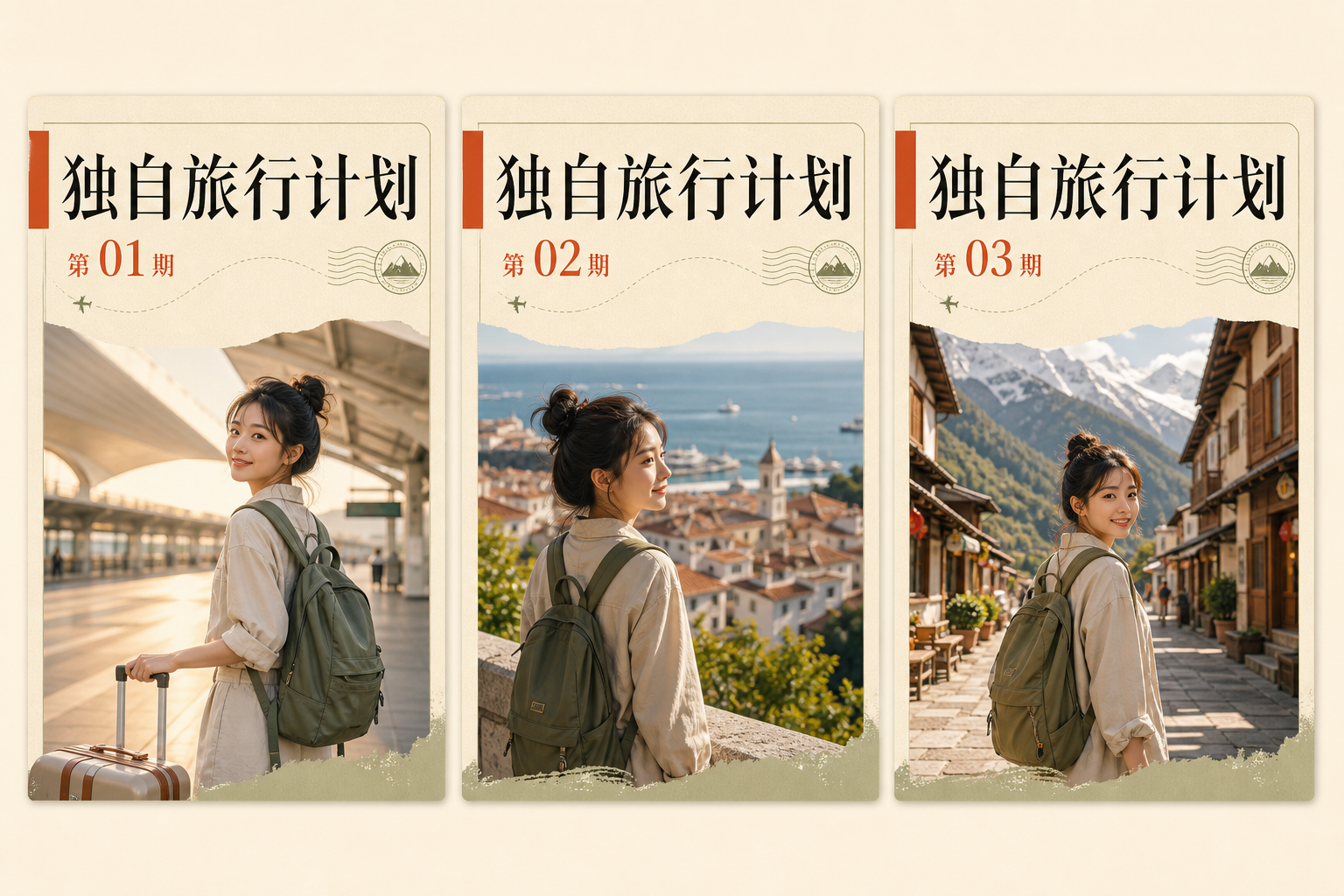 独自旅行计划第 01、02、03 期统一栏目封面示例